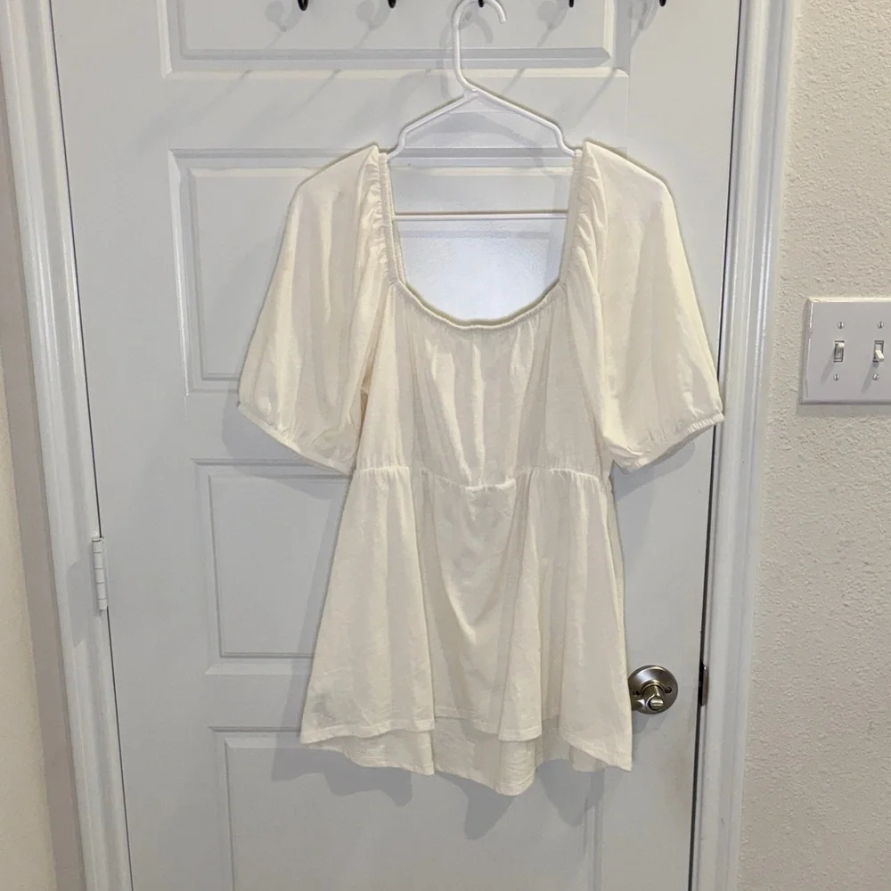 Old Navy Maternity Cream Peasant Blouse Puff Sleeve Cottagecore Top Size L